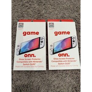 LOT OF 2 onn Glass Screen Protector Nintendo Switch OLED Corning Glass NIB